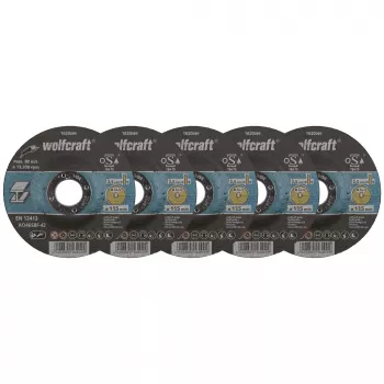 Wolfcraft 1620300 pjovimo diskų rinkinys, 115 mm skersmuo, 22,23 mm kiaurymė, 1,0 mm storis, 5 vnt., metalui ir nerūdijančiam plienui
