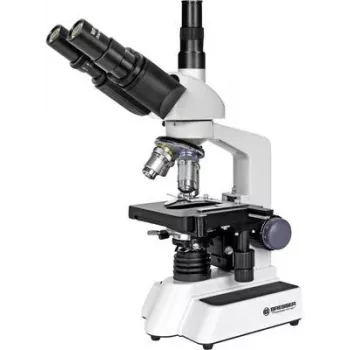 BRESSER trinokulinis šviesos mikroskopas, 40x-1000x padidinimas, LED apšvietimas, mechaninis stalelis, 5723100