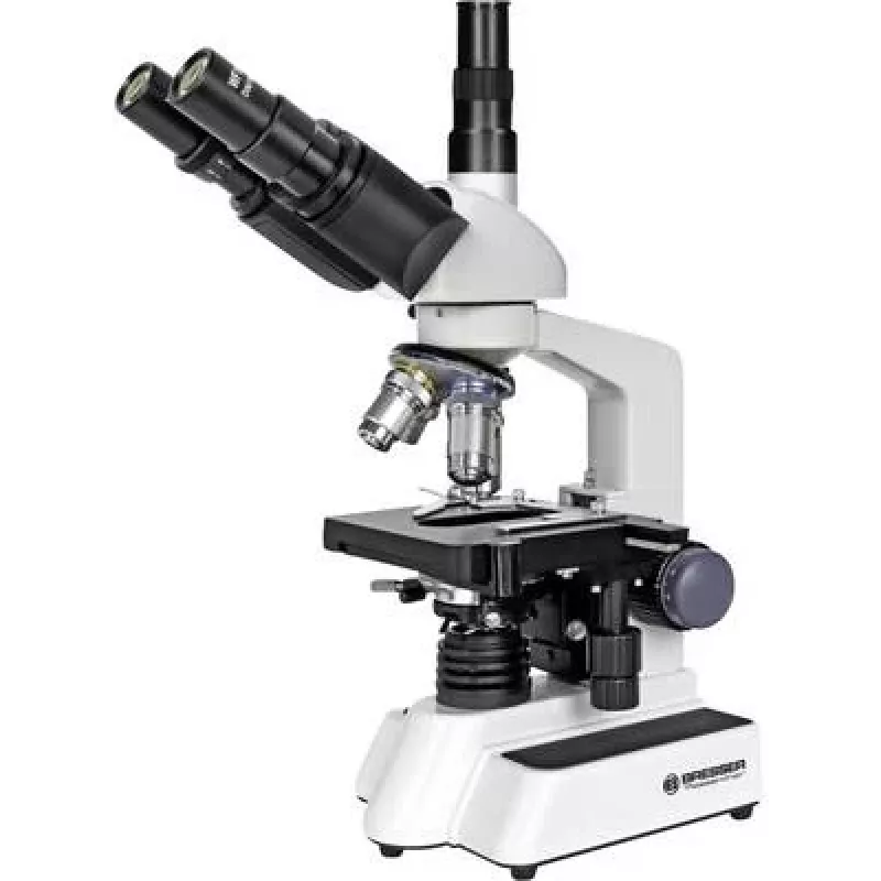 BRESSER trinokulinis šviesos mikroskopas, 40x-1000x padidinimas, LED apšvietimas, mechaninis stalelis, 5723100