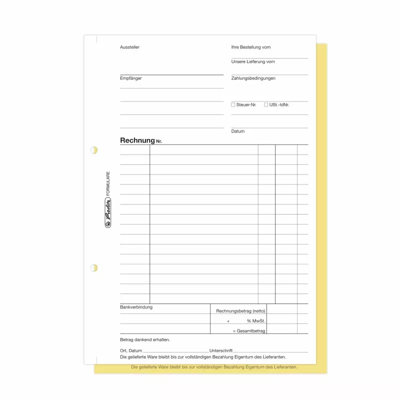 Herlitz sąskaitų faktūrų blankų knygelės A5, 2 dalių, be anglies, 4 vnt. 300003799