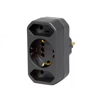 Kopp DUOversal Schuko adapterio kištukas, 2 lizdai, 16 A, 250 V, juodas 179605004