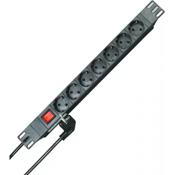 HEINRICH KOPP 19 inch 1U stovo maitinimo juosta 7 vietų Schuko juoda 2 m kabelis 16A 930705011