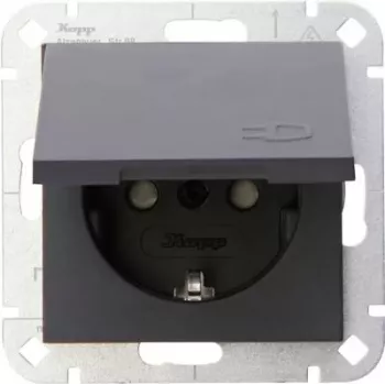 HEINRICH KOPP HK 07 įleidžiamas Schuko lizdas su atlenkiamu dangteliu, antracito spalvos 940115001