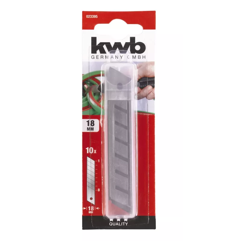 KWB 023395 Lūžtami peiliuko ašmenys 18 mm, nerūdijantis plienas, 10 vienetų