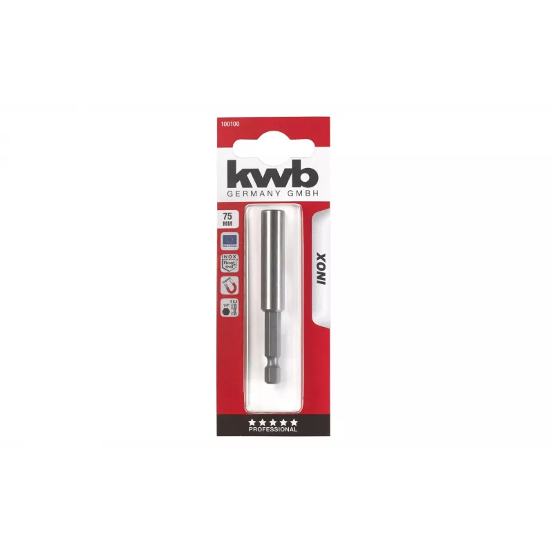 kwb INOX Bit Holder su nerūdijančio plieno įvore, 1/4 colio, magnetinis, 60 mm 100100