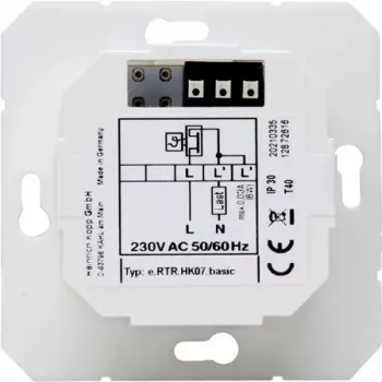 HEINRICH KOPP HK07 Basic elektroninis patalpų termostatas, 230V, 50Hz, 0°C–40°C, IP20, grynai balta 296529003