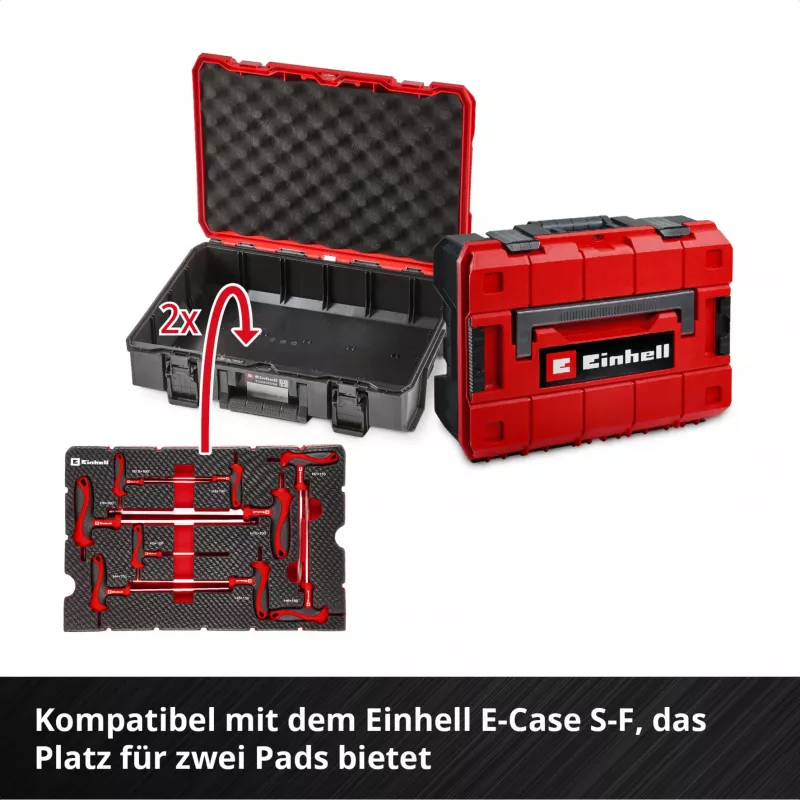Einhell 370526 9 dalių įdėklų rinkinys E-Case dėklui, raudonas/juodas