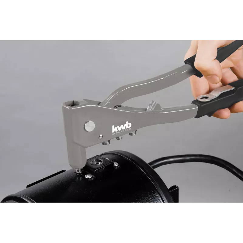 kwb 407200 aklinų kniedžių replės su 4 antgaliais (2,4–4,8 mm), rankinis kniedytuvas aliuminio ir plieno kniedėms