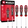 Einhell Universal Torx atsuktuvų rinkinys T10-T30, 5 vienetai, magnetiniai antgaliai, chromo vanadžio plienas, ergonomiškos dvikomponentės rankenos, dirbtuvėms ir namų meistrams 370537