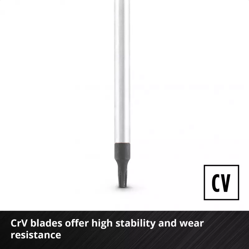 Einhell Universal Torx atsuktuvų rinkinys T10-T30, 5 vienetai, magnetiniai antgaliai, chromo vanadžio plienas, ergonomiškos dvikomponentės rankenos, dirbtuvėms ir namų meistrams 370537