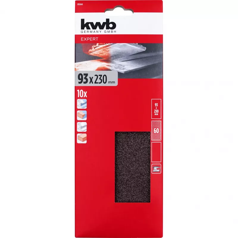 KWB 815060 švitrinio popieriaus lapai, grūdėtumas 60, 230 mm x 93 mm, 10 vnt.