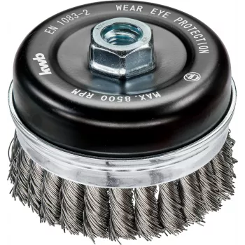 KWB AGGRESSO-FLEX® puodelio šepetys, pintas, gofruotas HSS plieno vielos, 75 mm, M14 sriegis, kampiniam šlifuokliui, 1 vnt. (719226)