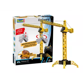 Revell Advent Calendar Mega Crane 3D dėlionė, 108 dalys, Snap-Fit, 24 durelės, nuo 10 metų