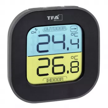 TFA Dostmann skaitmeninis termo-higrometras Square 1.5V 61x24x61mm juodas 30.3068.01