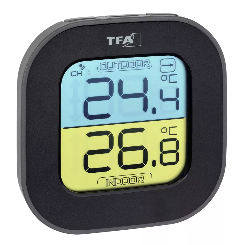TFA Dostmann skaitmeninis termo-higrometras Square 1.5V 61x24x61mm juodas 30.3068.01