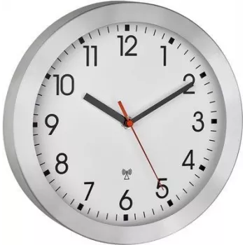 TFA Dostmann 60.3546.02 Radiovaldomas sieninis laikrodis 25 cm, šlifuotas aliuminis