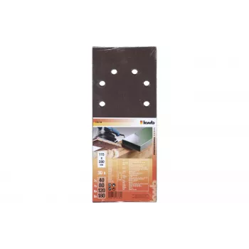 KWB 818788 švitrinio popieriaus lapai, įvairių grūdėtumų P60 P80 P120 P180, 280x115 mm, 30 vnt.