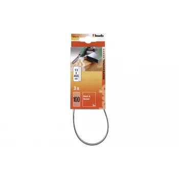 KWB 910510 šlifavimo juostų rinkinys, 100 grūdėtumo, 457 mm x 13 mm, 3 vnt.