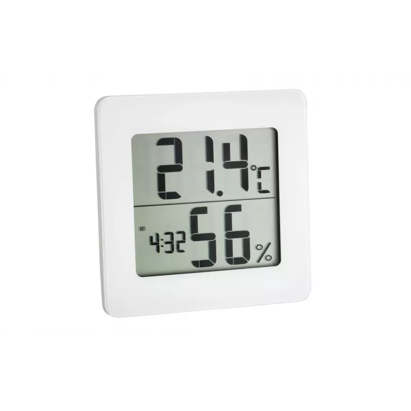 TFA DOSTMANN 30.5033.02 skaitmeninis termo-higrometras su LCD, maks./min. atmintimi, komforto zonos indikatoriumi, magnetiniu/stovo tvirtinimu, baltas