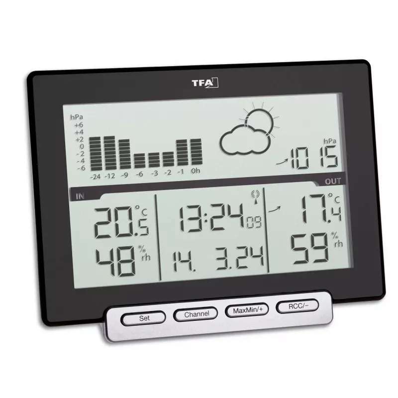 TFA Meteo Sens 35.1139.01 Belaidė orų stotis su 12–24 val. prognoze, mėnulio faze ir lauko jutikliu