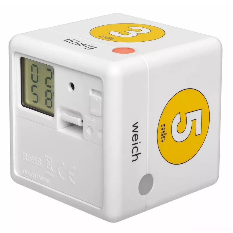 TFA Dostmann Cube Timer skaitmeninis virtuvės laikmatis, baltas/geltonas, atgalinė ir tiesioginė eiga, 99 min 59 sek., LCD, garsinis signalas, 2x AAA komplekte 38.2041.07