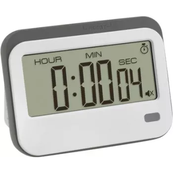 TFA Dostmann 38.2052.02 skaitmeninis laikmatis su chronometru ir žadintuvu, baltas/pilkas