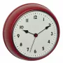 TFA Dostmann 60.3541.05 radijo bangomis valdomas sieninis laikrodis, apvalus, raudonas metalinis rėmas, stiklinis dangtelis, 240 mm skersmens