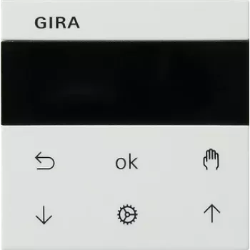 Gira System 55 žaliuzių/rolėtų laiko relė su ekranu, Pure White Glossy 536627