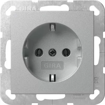 GIRA 418026 SCHUKO elektros lizdas System 55, įleidžiamas, aliuminio spalvos