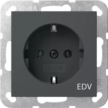 Gira System 55 Schuko elektros lizdas su EDV žymėjimu, 16 A, blizgus grynas baltas 445828