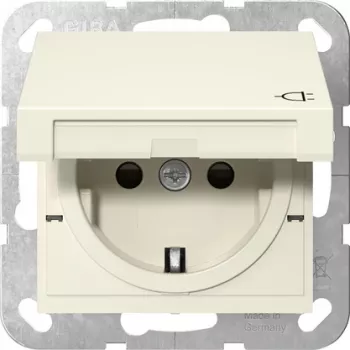 GIRA 441401 SCHUKO elektros lizdas su atlenkiamu dangteliu, System 55, kreminės baltos spalvos
