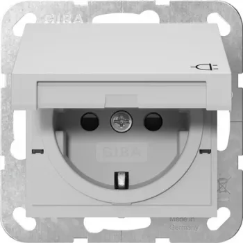 Gira System 55 SCHUKO lizdas su atlenkiamu dangteliu, pilkas 4414015