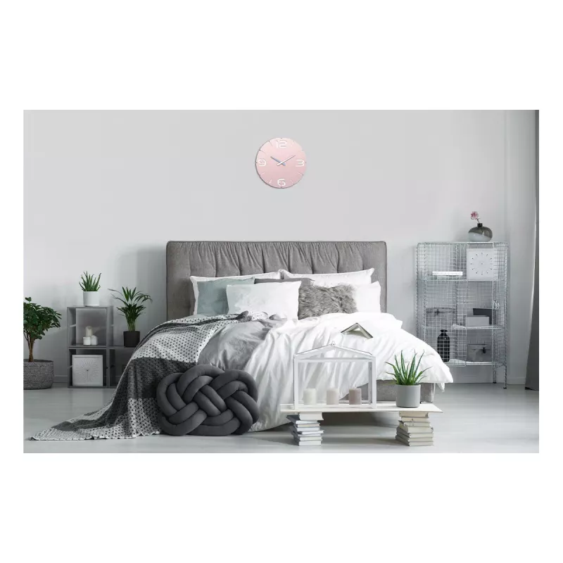 TFA Dostmann Design Radiobanginis sieninis laikrodis Contour, švelniai rožinis/baltas (60.3536.16)