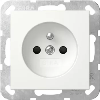 GIRA 448503 Schuko lizdas su atlenkiamu dangteliu, System 55, blizgiai balta
