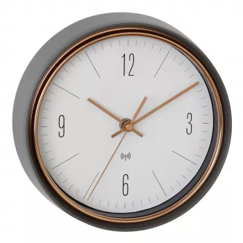 TFA Dostmann 60.3547.10 radijo bangomis valdomas sieninis laikrodis, 22,3 cm, pilkas ir vario spalvos