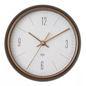 TFA Dostmann 60.3547.10 radijo bangomis valdomas sieninis laikrodis, 22,3 cm, pilkas ir vario spalvos