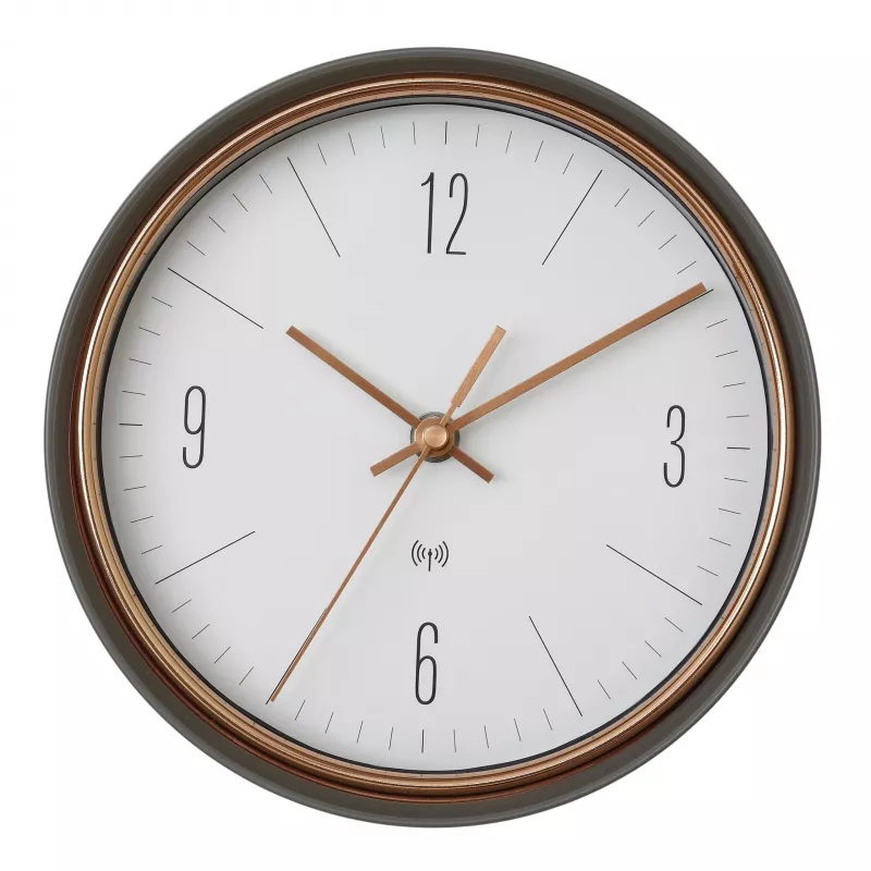 TFA Dostmann 60.3547.10 radijo bangomis valdomas sieninis laikrodis, 22,3 cm, pilkas ir vario spalvos