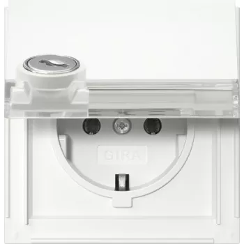 Gira 446766 SCHUKO lizdas su raktu, skirtingi raktai, 16 A, 250 V, įleidžiamas, baltas blizgus