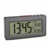 TFA Dostmann 60.2563.10 radijo bangomis valdomas žadintuvas, antracito spalvos, dvigubas žadintuvas, DCF77, LCD, kambario temperatūra