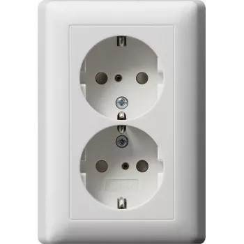 Gira System 55 Schuko lizdas CEE 7/3, 16 A, 250 V, blizgus grynai baltas, su atlenkiamu dangteliu 078327