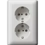 Gira System 55 Schuko lizdas CEE 7/3, 16 A, 250 V, blizgus grynai baltas, su atlenkiamu dangteliu 078327