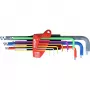 Wiha Hex Ball End raktų rinkinys 9 dalių, šviečiantys, spalvomis koduoti 1,5-10 mm ErgoStar 46555