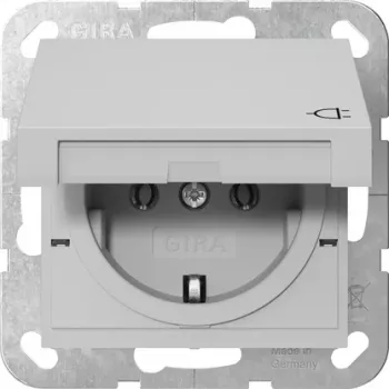 GIRA 4454015 SCHUKO kištukinis lizdas su atlenkiamu dangteliu, System 55, pilkas