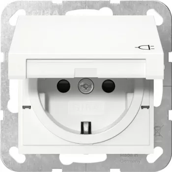 Gira 475427 SCHUKO lizdas su atlenkiamu dangteliu, System 55, blizgiai balta