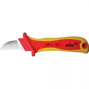 Wiha kabelio peilis 200 mm su kabliuko formos ašmenimis, izoliuotas 1000V AC, ergonomiška daugiasluoksnė rankena, savitarnos blisteris 38798