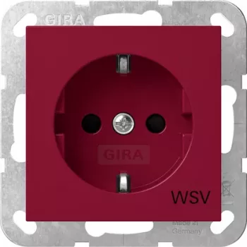 Gira SCHUKO kištukinis lizdas Standard 55, padidinta apsauga nuo prisilietimo, su žymėjimo lauku, raudonas (RAL 3003) 4453108
