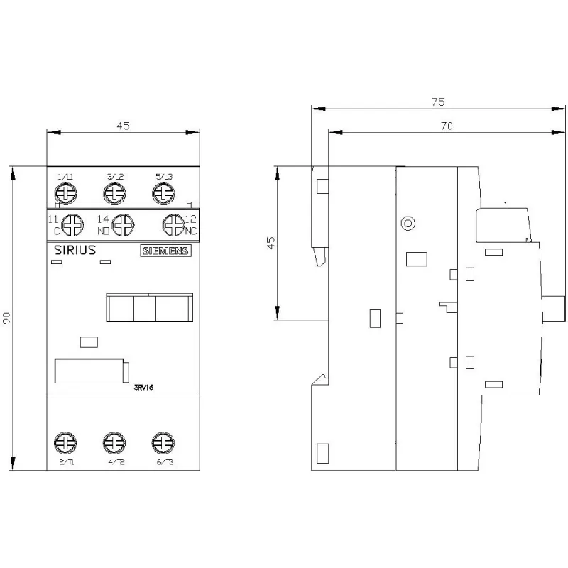 Siemens SIRIUS 3RV1 variklio apsaugos automatinis jungiklis 3RV1611-1AG14, 0,7-1,0 A, 3 polių, varžtiniai gnybtai