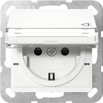 Gira 455703 SCHUKO lizdas su atlenkiamu dangteliu, grynas baltas blizgus, System 55