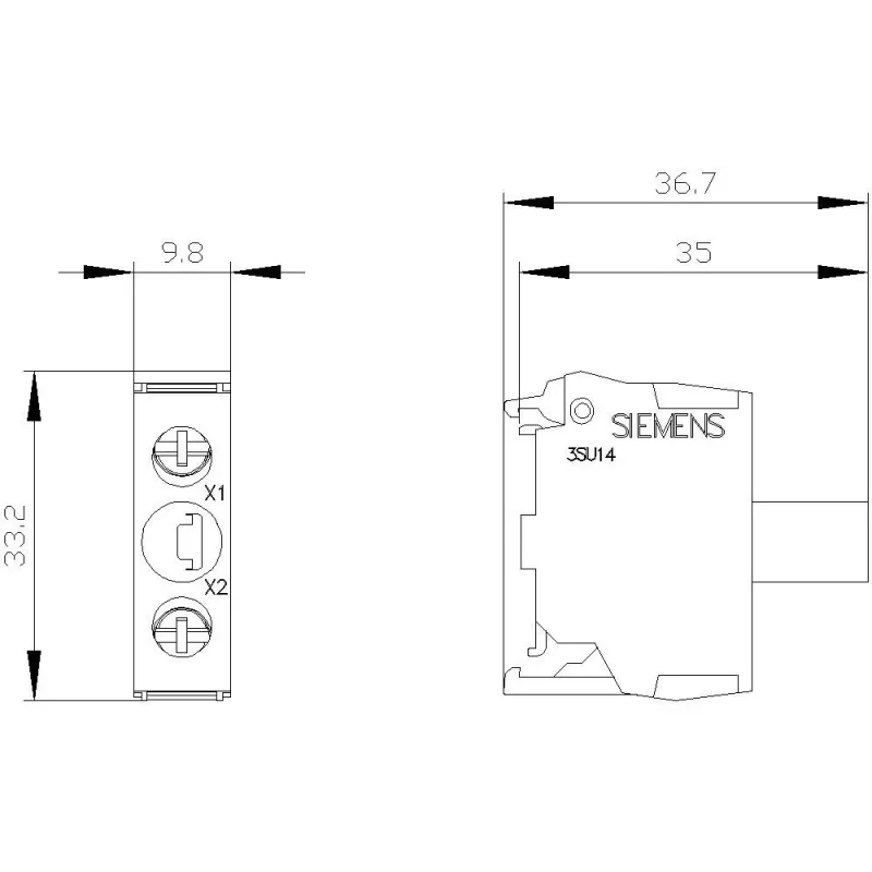 SIEMENS SIRIUS ACT LED modulis su integruotu LED, 24V AC/DC, žalias, varžtiniai gnybtai 3SU14012BB401AA0