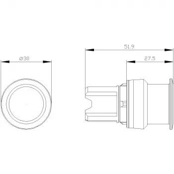 Siemens SIRIUS ACT grybo formos mygtuko priekinis elementas, plastikinis, žalias, 40 mm, momentinis 3SU1000-1AD40-0AA0
